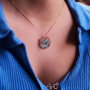 Wave Pendant Necklace with Topaz gems